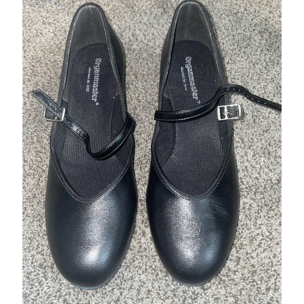 OrganMaster Mary Jane Black Leather Organ Shoes Womens 9 M Low Heel Buckle